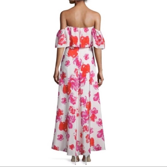 Amanda Uprichard Off The Shoulder 100% Silk Maxi Floral Dress Sz M - Picture 4 of 12